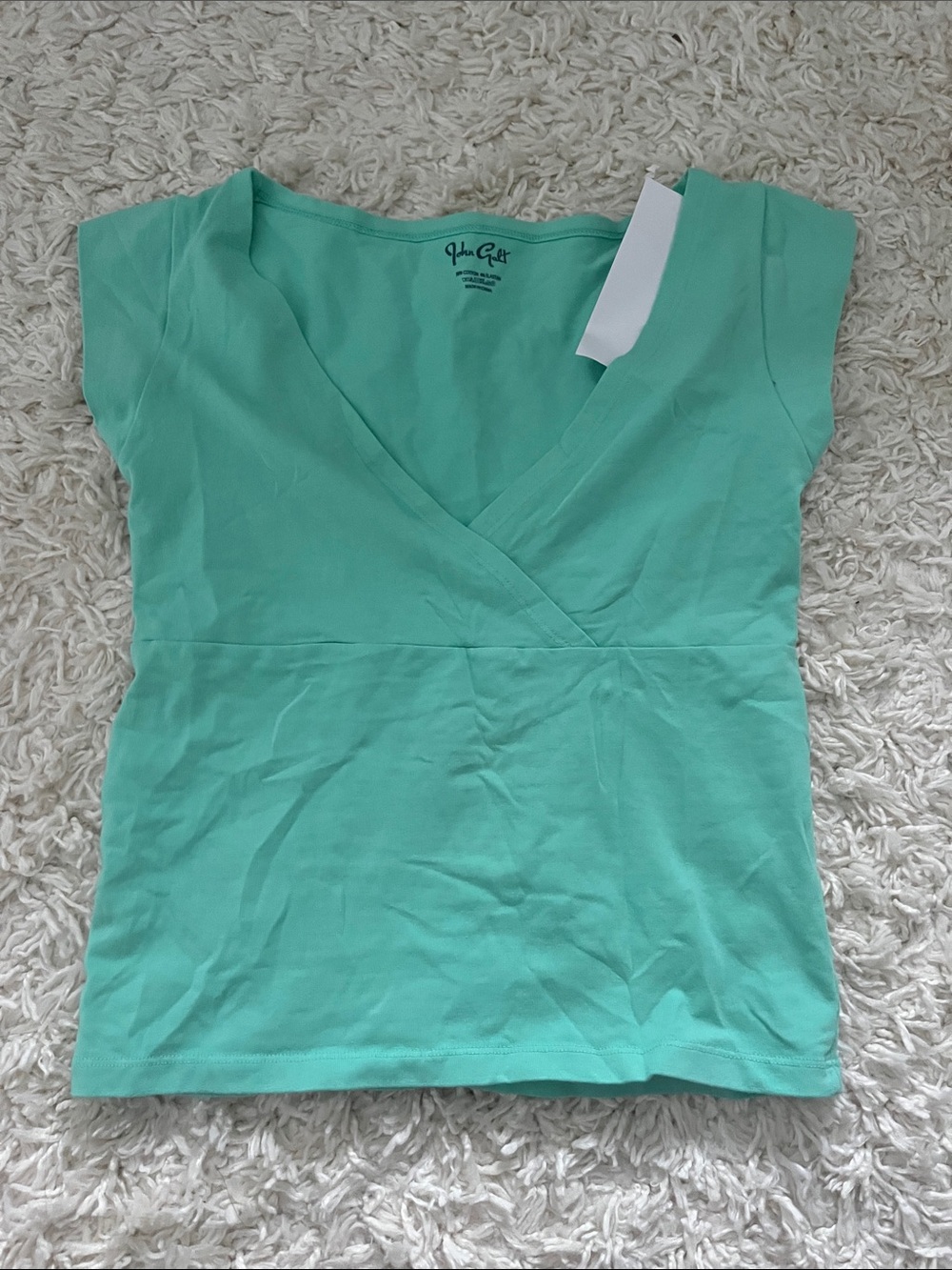 Brandy Melville Mint Green V-Neck Wrap Short Sleeve Top